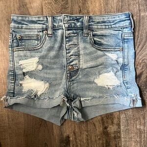 AE NE(X)T level super high-waisted denim shorts acid wash size 4